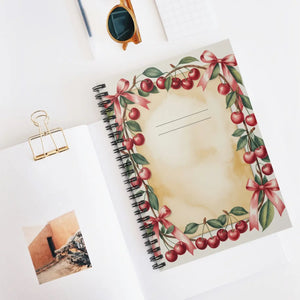 Vintage Cherry Wreath Spiral Notebook - 6x8 Journal - Dipaliz - Journals