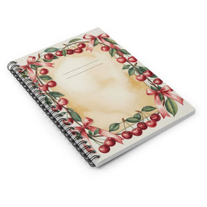 Vintage Cherry Wreath Spiral Notebook - 6x8 Journal - Dipaliz - Journals