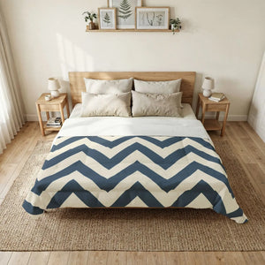 Chevron Cotton Comforter – Navy - Dipaliz - Quilts & Comforters