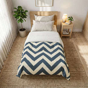 Chevron Cotton Comforter – Navy - Dipaliz - Quilts & Comforters