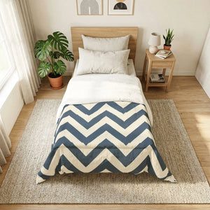 Chevron Cotton Comforter – Navy - Dipaliz - Quilts & Comforters