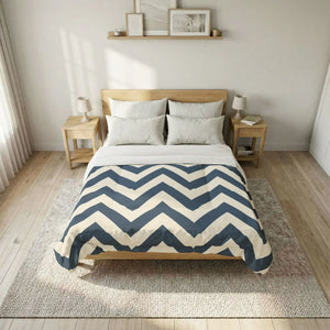 Chevron Cotton Comforter – Navy - Dipaliz - Quilts & Comforters