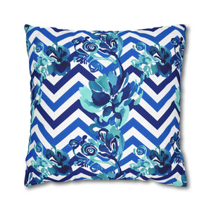 Chevron Floral Square Pillow – Polyester Canvas - Dipaliz - Chair & Sofa Cushion Covers