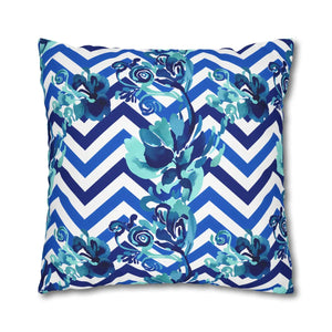 Chevron Floral Square Pillow – Polyester Canvas - Dipaliz - Chair & Sofa Cushion Covers