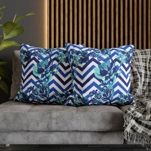 Chevron Floral Square Pillow – Polyester Canvas - Dipaliz - Chair & Sofa Cushion Covers