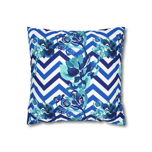Chevron Floral Square Pillow – Polyester Canvas - Dipaliz - Chair & Sofa Cushion Covers