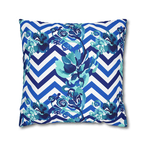 Chevron Floral Square Pillow – Polyester Canvas - Dipaliz - Chair & Sofa Cushion Covers