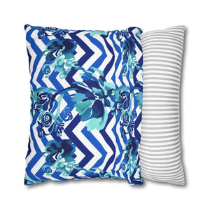 Chevron Floral Square Pillow – Polyester Canvas - Dipaliz - Chair & Sofa Cushion Covers