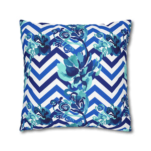 Chevron Floral Square Pillow – Polyester Canvas - Dipaliz - Chair & Sofa Cushion Covers