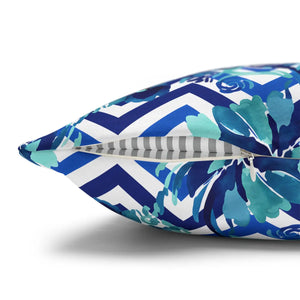 Chevron Floral Square Pillow – Polyester Canvas - Dipaliz - Chair & Sofa Cushion Covers