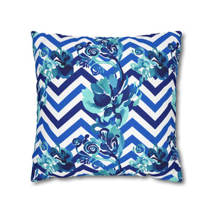 Chevron Floral Square Pillow – Polyester Canvas - Dipaliz - Chair & Sofa Cushion Covers