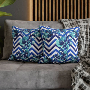 Chevron Floral Square Pillow – Polyester Canvas - Dipaliz - Chair & Sofa Cushion Covers