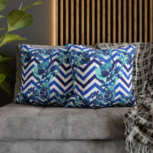 Chevron Floral Square Pillow – Polyester Canvas - Dipaliz - Chair & Sofa Cushion Covers