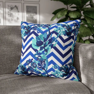 Chevron Floral Square Pillow – Polyester Canvas - Dipaliz - Chair & Sofa Cushion Covers