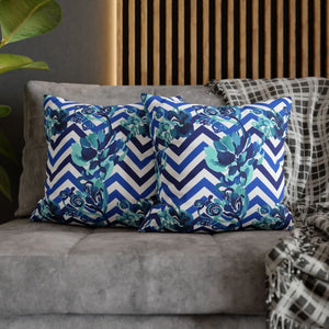 Chevron Floral Square Pillow – Polyester Canvas - Dipaliz - Chair & Sofa Cushion Covers