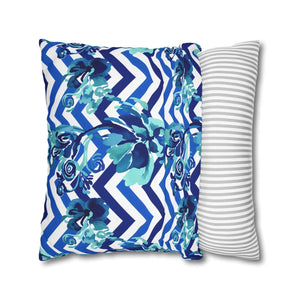 Chevron Floral Square Pillow – Polyester Canvas - Dipaliz - Chair & Sofa Cushion Covers