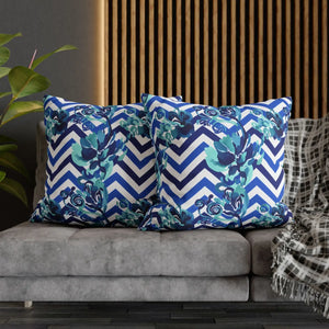 Chevron Floral Square Pillow – Polyester Canvas - Dipaliz - Chair & Sofa Cushion Covers