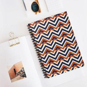 Retro Chevron Pattern Spiral - Rust Ruled Notebook - Dipaliz - Journals