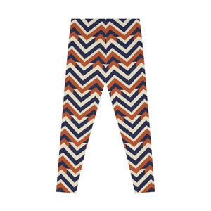 Chevron Pattern Stretchy Leggings - Navy Rust Cream - Dipaliz - Gifts Online