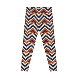 Chevron Pattern Stretchy Leggings - Navy Rust Cream - Dipaliz - Gifts Online