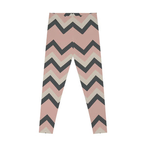 Pink Zigzag Chevron Print Leggings - Mid-rise - Dipaliz