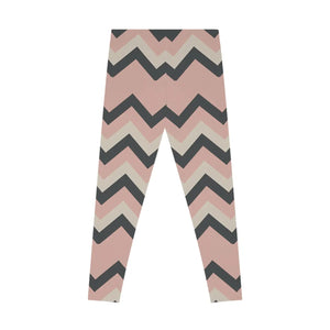 Pink Zigzag Chevron Print Leggings - Mid-rise - Dipaliz