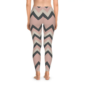 Pink Zigzag Chevron Print Leggings - Mid-rise - Dipaliz