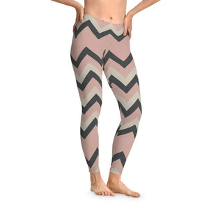 Chevron Print Leggings - Pink Zigzag Stretch - Dipaliz - Xs / Seam Thread Color Automatically Matched to Design Gifts