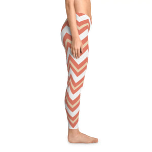 Retro Chevron Stripe Leggings Mid-rise Waistband - Dipaliz