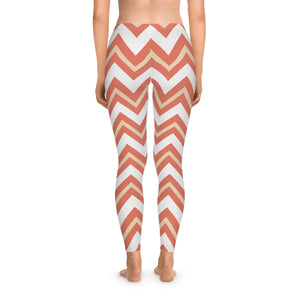 Retro Chevron Stripe Leggings Mid-rise Waistband - Dipaliz