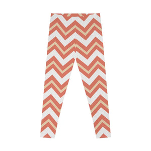 Chevron Stripe Leggings - Coral Peach Retro Print - Dipaliz - Gifts Online