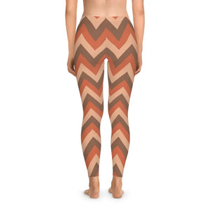 Chevron Zigzag Leggings - Retro Earth Tone Stretchy - Dipaliz - Gifts Online