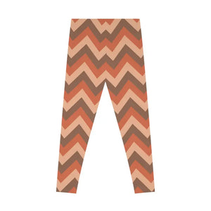 Chevron Zigzag Leggings - Retro Earth Tone Stretchy - Dipaliz - Gifts Online
