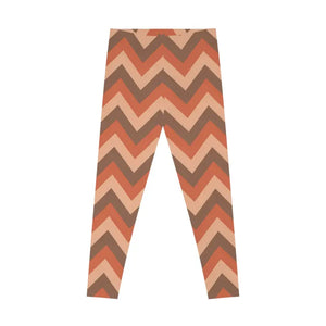 Chevron Zigzag Leggings - Retro Earth Tone Stretchy - Dipaliz - Gifts Online