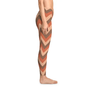 Chevron Zigzag Leggings - Retro Earth Tone Stretchy - Dipaliz - Gifts Online