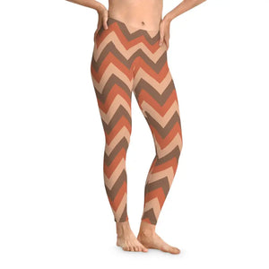 Chevron Zigzag Leggings - Retro Earth Tone Stretchy - Dipaliz - Xs / Seam Thread Color Automatically Matched to Design