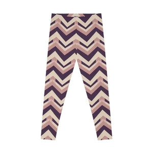 Chevron Zigzag Stretchy Leggings All-over Print Neutral Blush Plum - Gifts Online