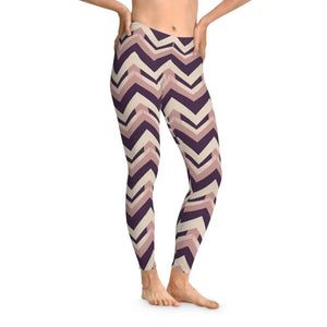 Chevron Zigzag Stretchy Leggings All-over Print Neutral Blush Plum - Xs / Seam Thread Color Automatically Matched