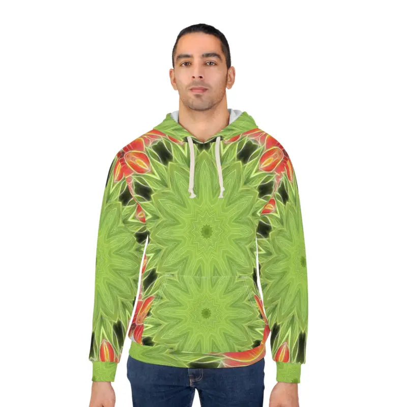 Elevate your Style with a Cozy Abstract Green Pullover Hoodie - All Over Prints