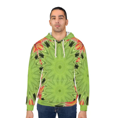 Elevate your Style with a Cozy Abstract Green Pullover Hoodie - All Over Prints