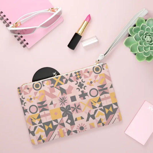 Chic Abstract Pink Clutch for On-the-go Fashionistas - one Size Bags