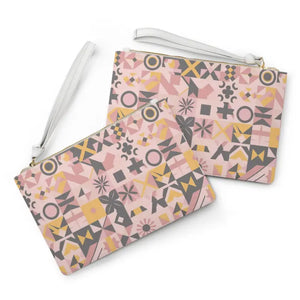 Pink Saffiano Pattern Clutch - Bold Vegan Leather Style - Dipaliz - one Size - Bags