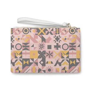 Pink Saffiano Pattern Clutch - Bold Vegan Leather Style - Dipaliz - one Size - Bags