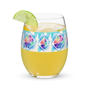 Stemless Wine Glass Abstract Pattern Chic Design by Dipaliz - Glasses