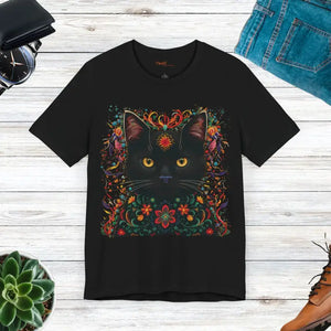 Black Cat Tee - Chic Unisex Jersey Short Sleeve Style - Dipaliz - s - T-shirts