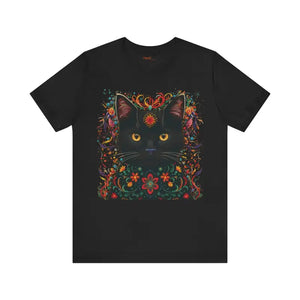 Black Cat Tee - Chic Unisex Jersey Short Sleeve Style - Dipaliz - T-shirts