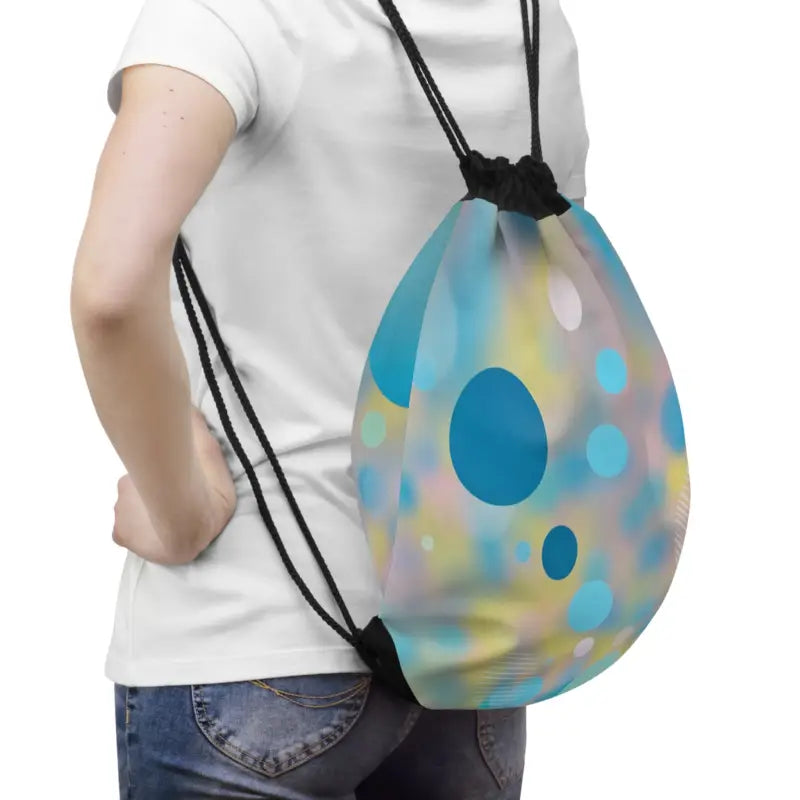 Chic Blue Abstract Pattern Drawstring Bag for your On-the-go Style - one Size Bags