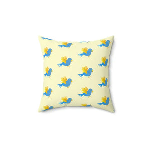 Blue Bird on Yellow Polyester Square Pillow - Vibrant Decor - Dipaliz - 14’’ × - Throw Pillows