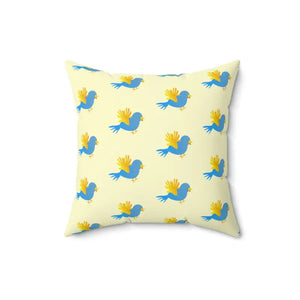 Blue Bird on Yellow Polyester Square Pillow - Vibrant Decor - Dipaliz - 16’’ × - Throw Pillows