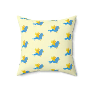Blue Bird on Yellow Polyester Square Pillow - Vibrant Decor - Dipaliz - 18’’ × - Throw Pillows
